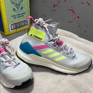 adidas TERREX High-Top Trail Shoe - Neon Yellow, Pink & Blue